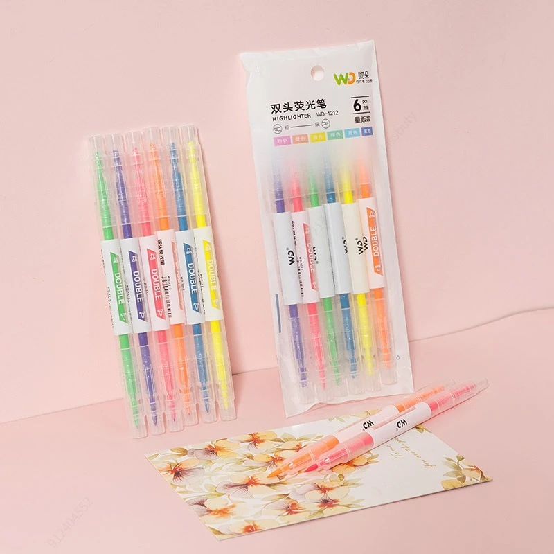6 Colors/Set Double Head Uniqu - Pastel Highlighter Set Double Ended review and price