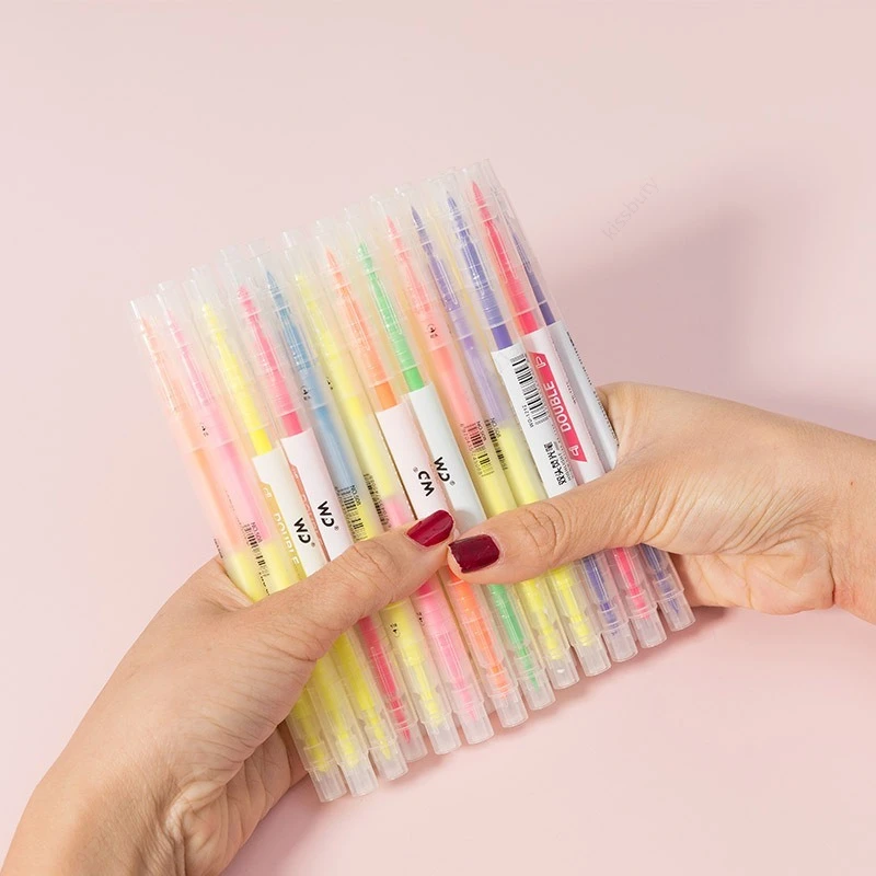 6 Colors/Set Double Head Uniqu - Pastel Highlighter Set Double Ended review and price