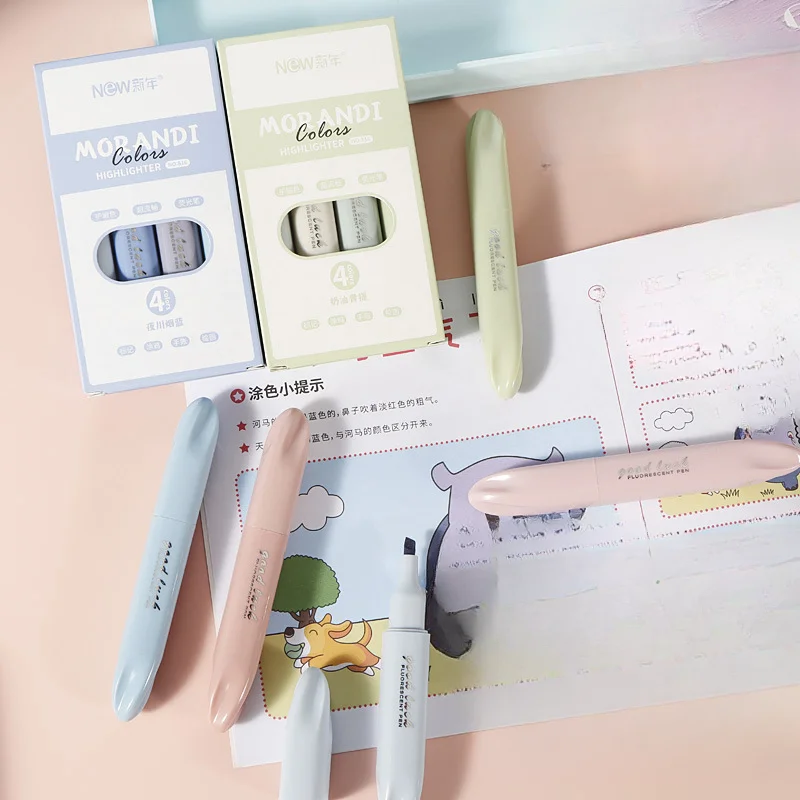 4Pcs Morandi Gradient Dual Tip - Pastel Highlighter Set Double Ended review and price