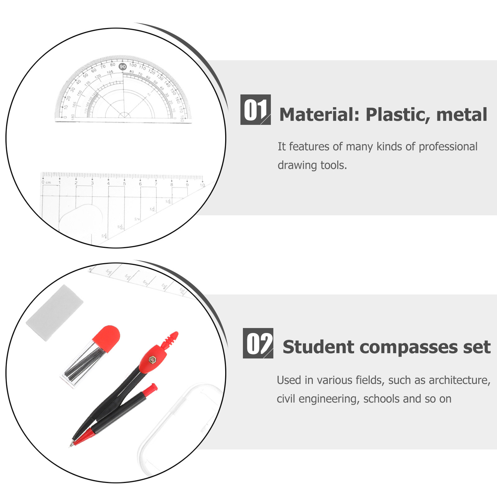 1Set Professional Metal Compas - Math Geometry Set With Compass review and price